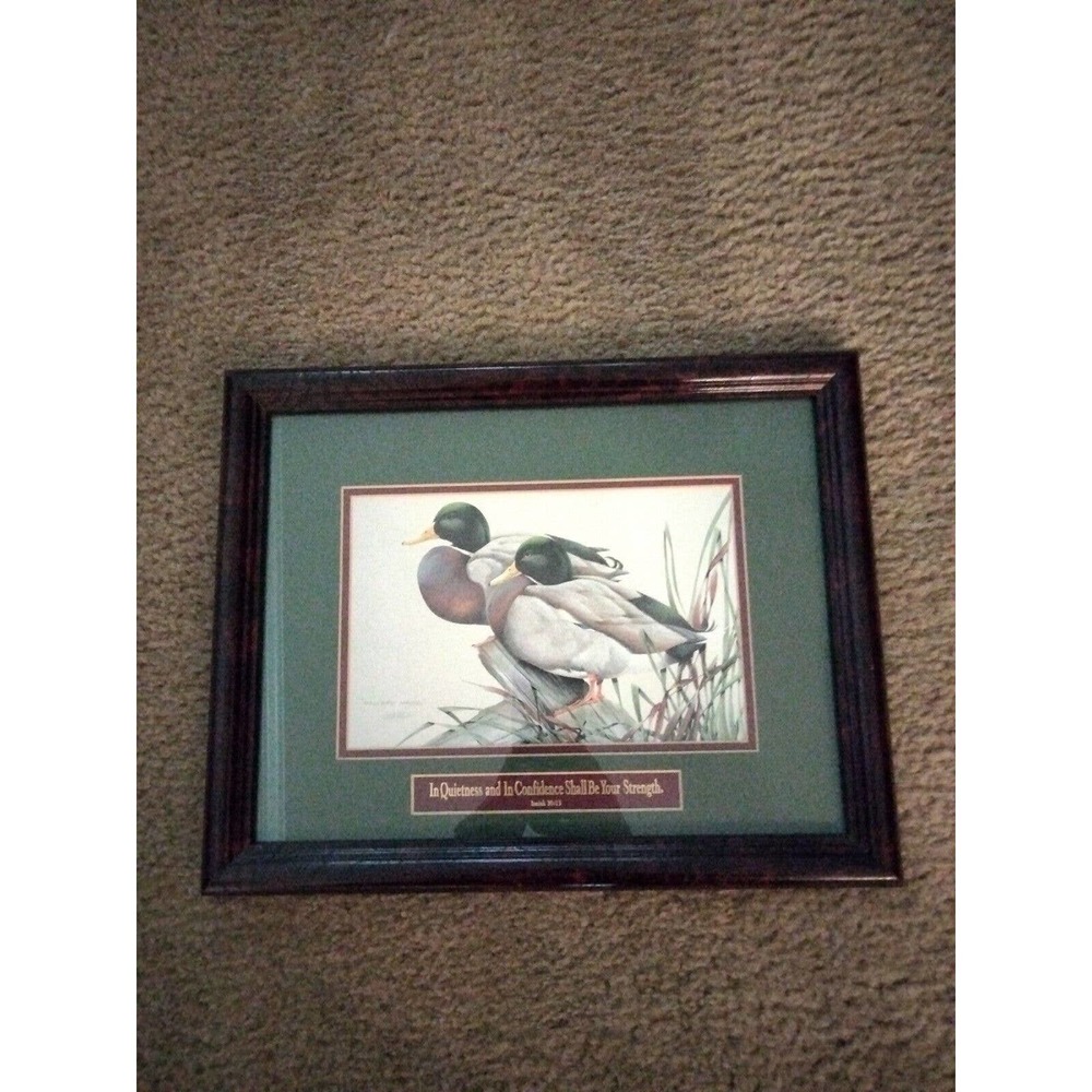 Art LaMay "Mallard Magic" Ducks,,- Dark Wood Frame - Lithograph 14" X 12"